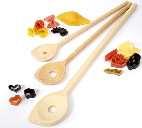 Holz-Kochlöffel 3 tlg. Set - Rührlöffel Lochkelle spitz